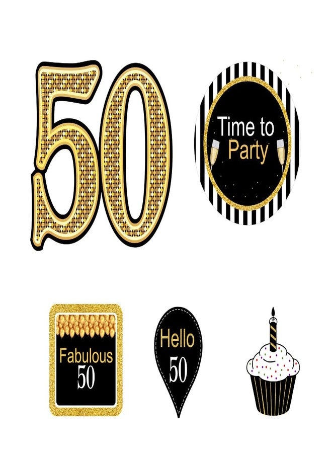 ثيم ماي بارتي زينة عيد ميلاد مخصصة لحفلتي الخمسين | زينة عيد ميلاد الخمسين | عبوة من 6 قطع - Image 2